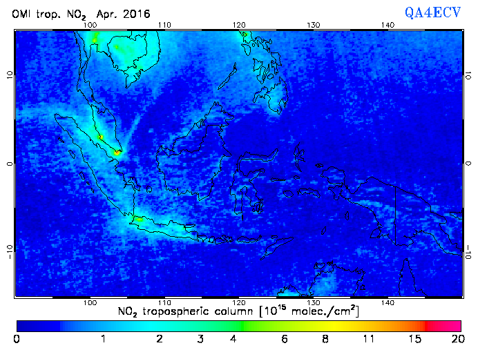 Regional Tropospheric NO2 of April 2016
