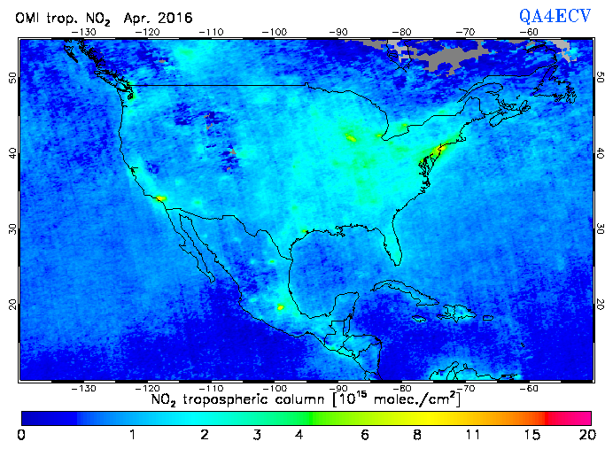 Regional Tropospheric NO2 of April 2016