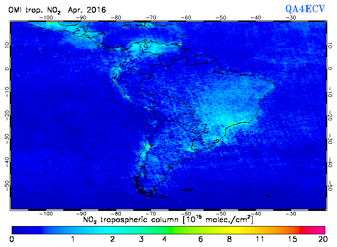 Regional Tropospheric NO2 of April 2016