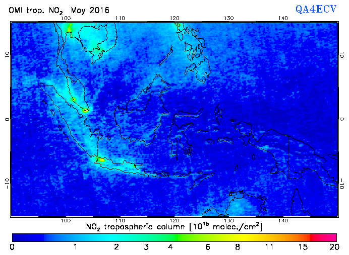 Regional Tropospheric NO2 of May 2016