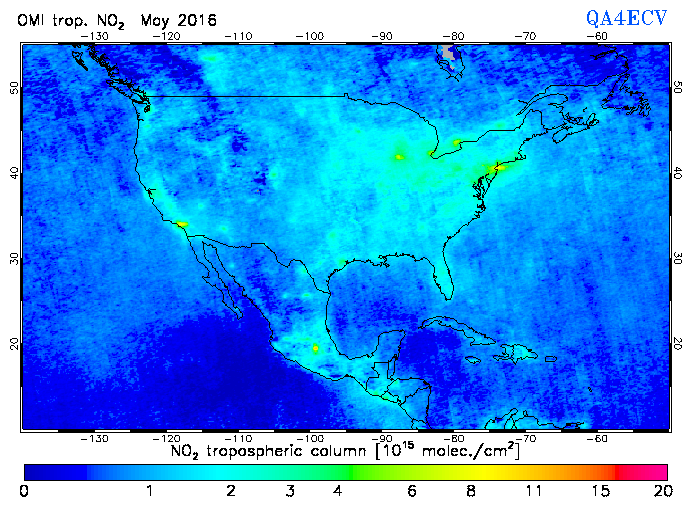 Regional Tropospheric NO2 of May 2016