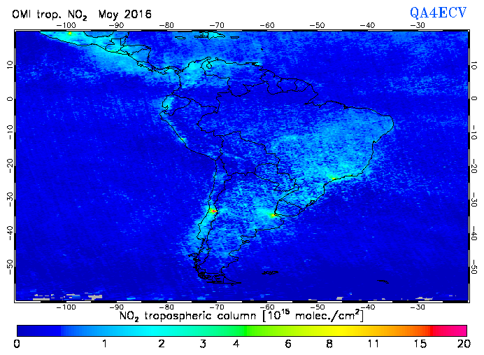 Regional Tropospheric NO2 of May 2016