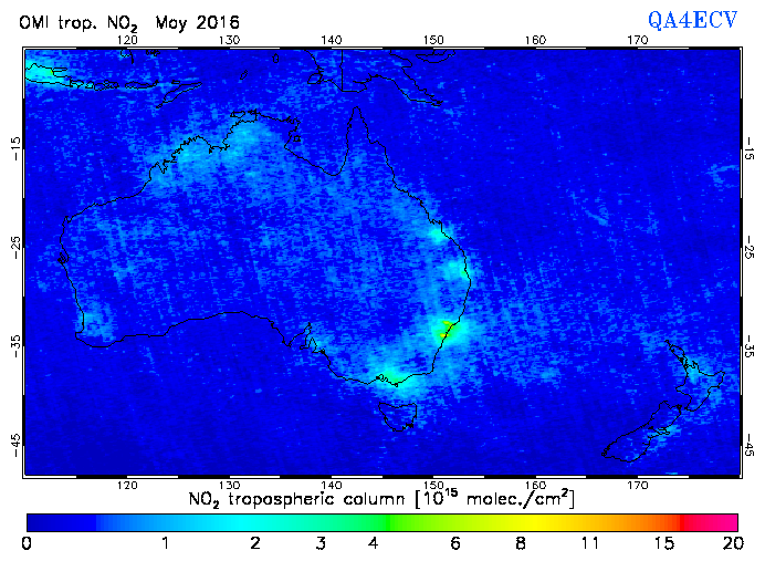 Regional Tropospheric NO2 of May 2016