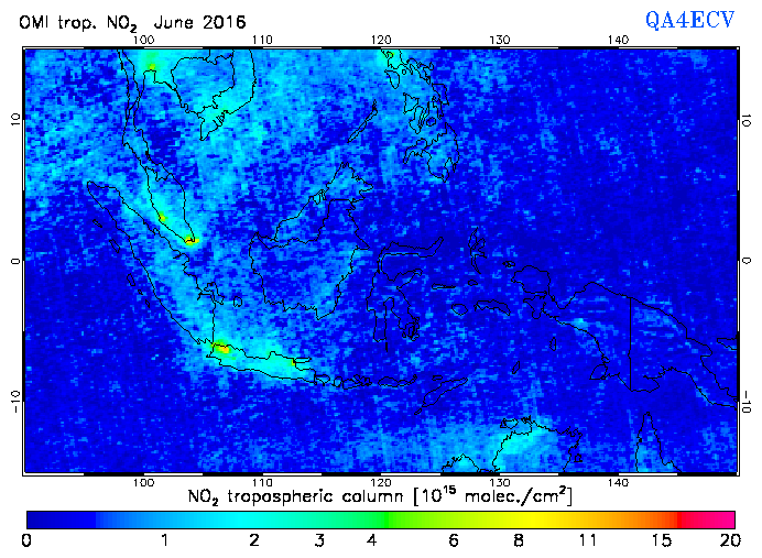 Regional Tropospheric NO2 of June 2016