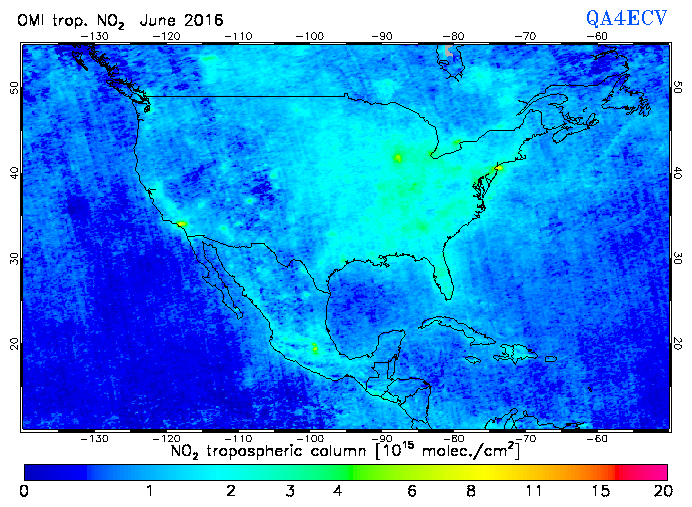 Regional Tropospheric NO2 of June 2016