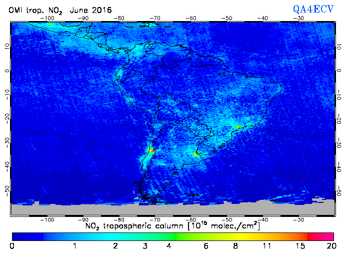 Regional Tropospheric NO2 of June 2016