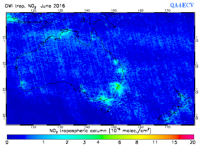 Regional Tropospheric NO2 of June 2016