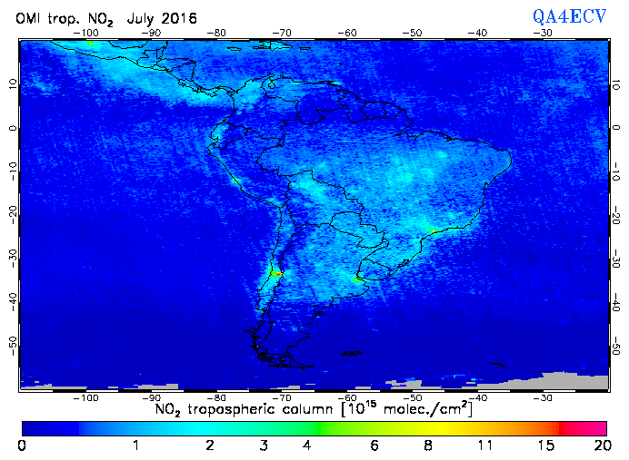 Regional Tropospheric NO2 of July 2016