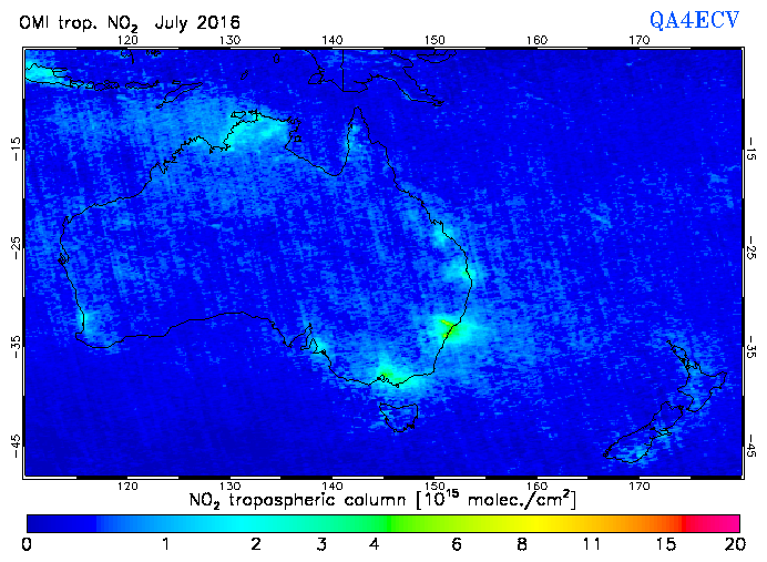 Regional Tropospheric NO2 of July 2016