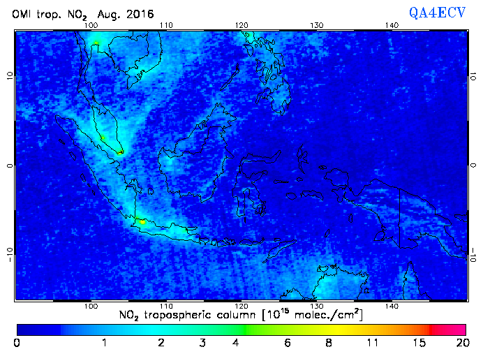 Regional Tropospheric NO2 of August 2016