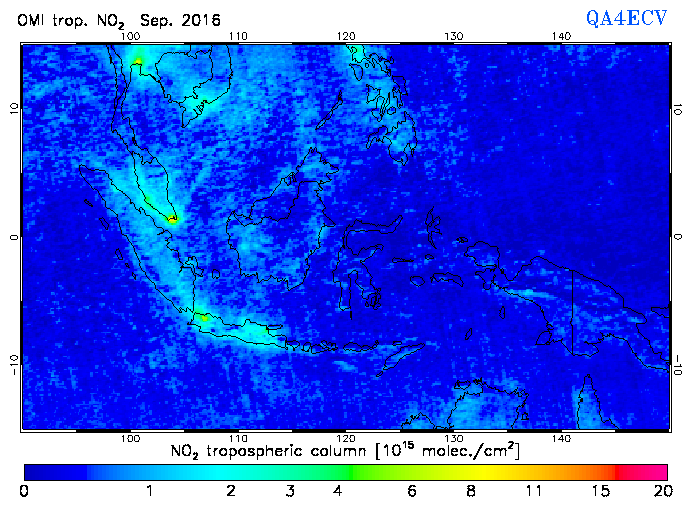 Regional Tropospheric NO2 of September 2016