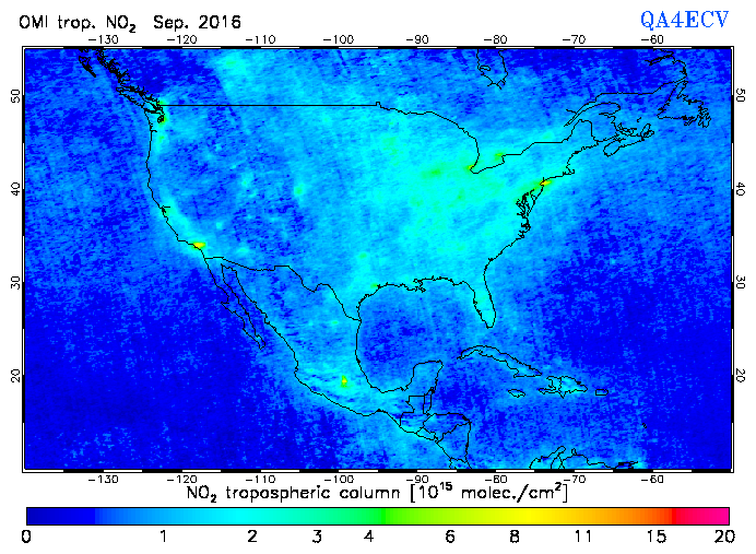 Regional Tropospheric NO2 of September 2016