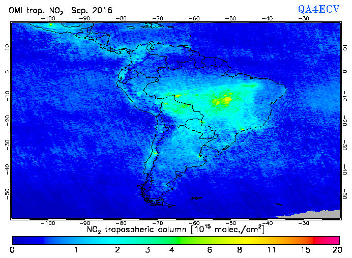Regional Tropospheric NO2 of September 2016