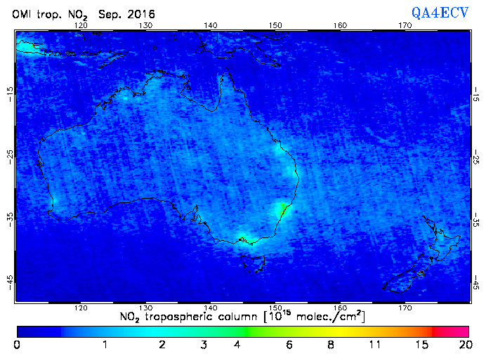 Regional Tropospheric NO2 of September 2016