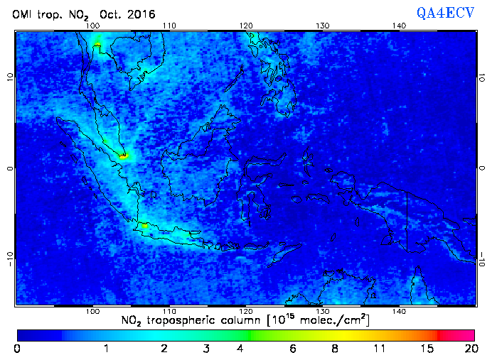 Regional Tropospheric NO2 of October 2016