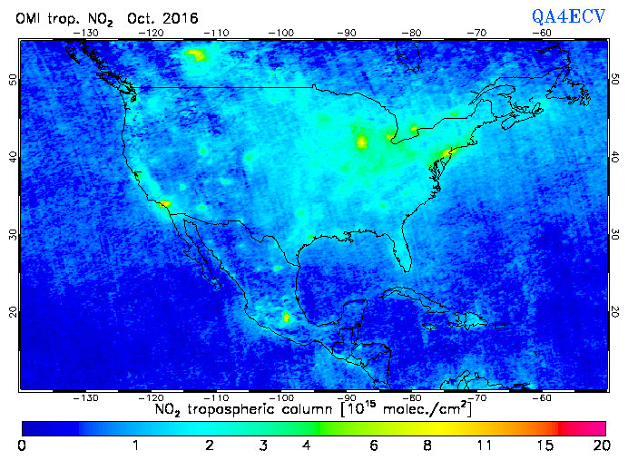 Regional Tropospheric NO2 of October 2016