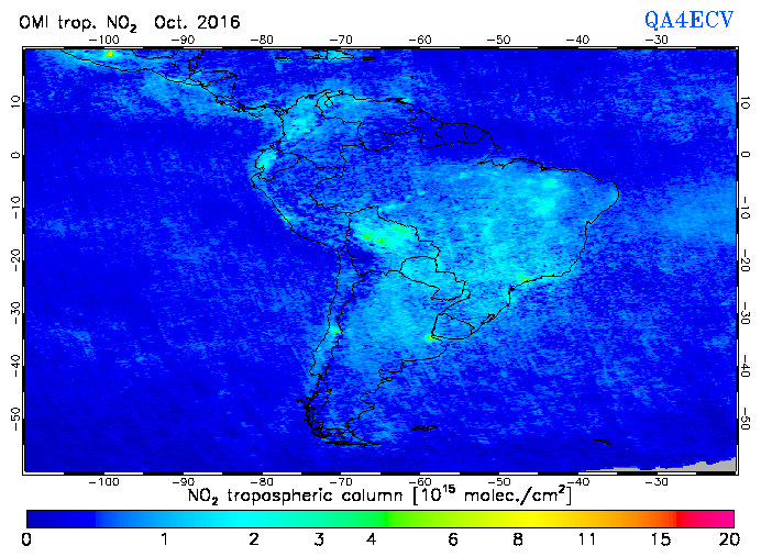 Regional Tropospheric NO2 of October 2016
