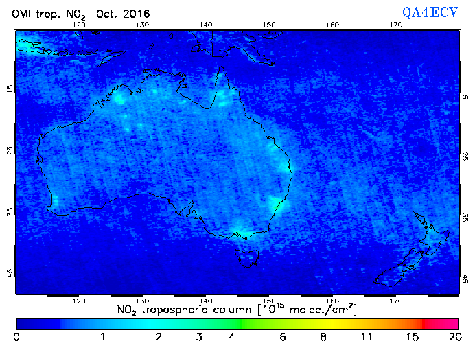 Regional Tropospheric NO2 of October 2016