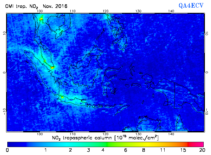 Regional Tropospheric NO2 of November 2016