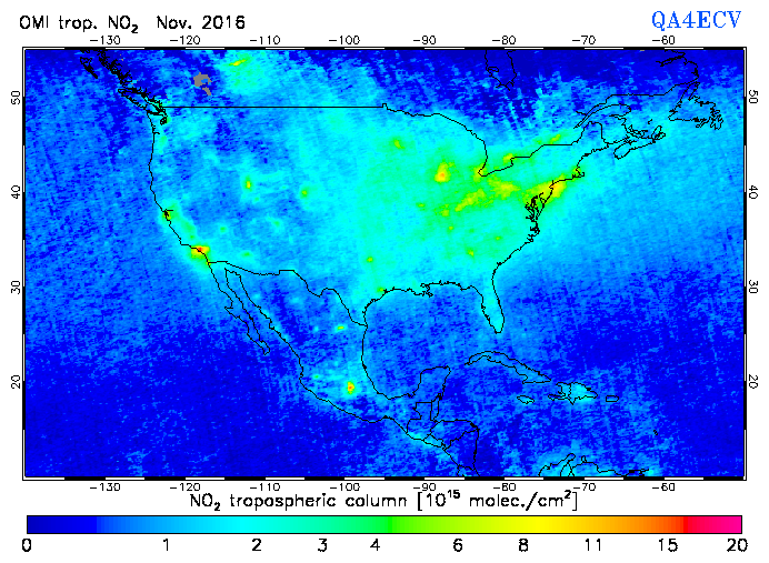 Regional Tropospheric NO2 of November 2016