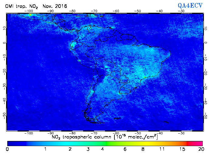 Regional Tropospheric NO2 of November 2016