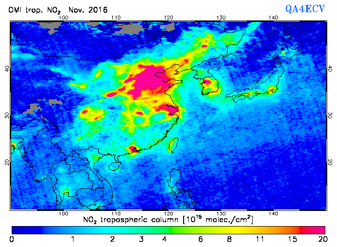 Regional Tropospheric NO2 of November 2016