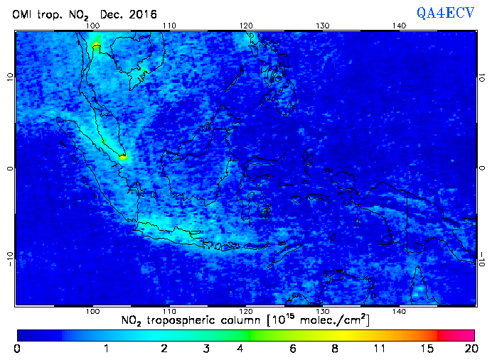 Regional Tropospheric NO2 of December 2016