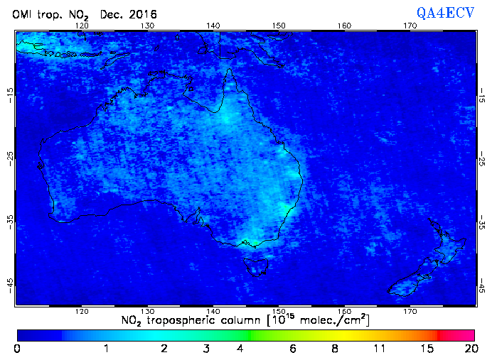 Regional Tropospheric NO2 of December 2016