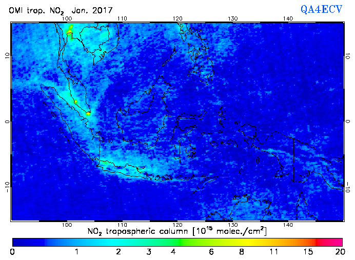 Regional Tropospheric NO2 of January 2017