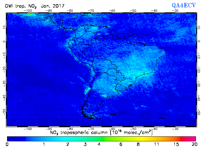 Regional Tropospheric NO2 of January 2017