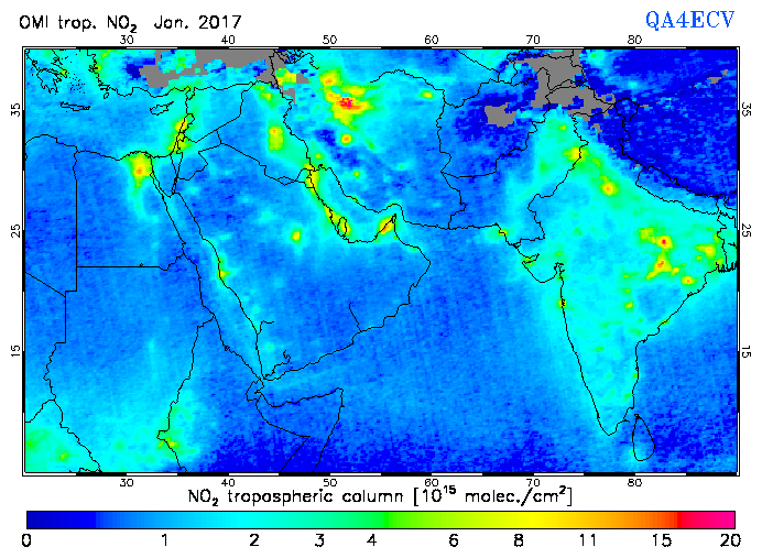Regional Tropospheric NO2 of January 2017