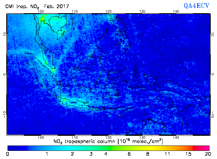 Regional Tropospheric NO2 of February 2017