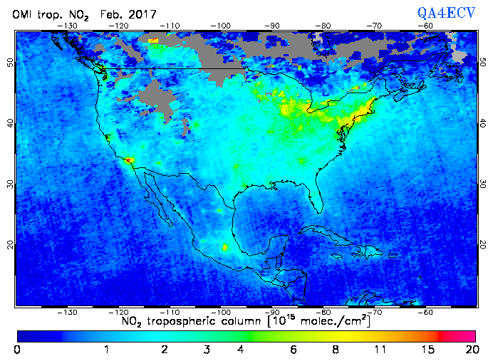 Regional Tropospheric NO2 of February 2017