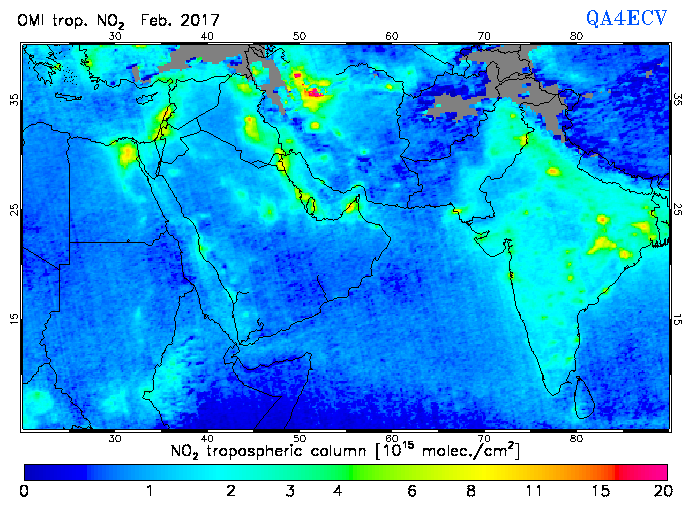 Regional Tropospheric NO2 of February 2017