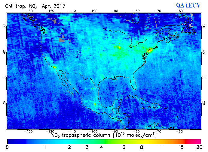 Regional Tropospheric NO2 of April 2017