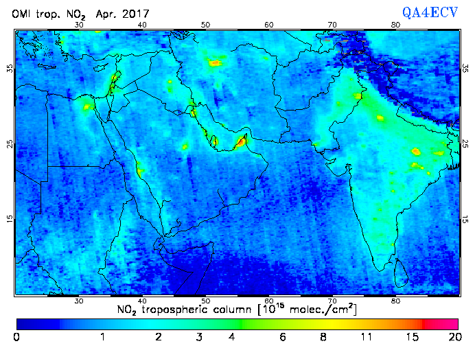 Regional Tropospheric NO2 of April 2017