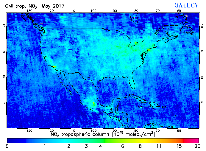 Regional Tropospheric NO2 of May 2017