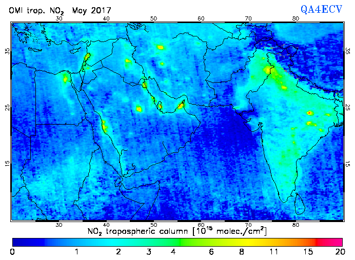 Regional Tropospheric NO2 of May 2017