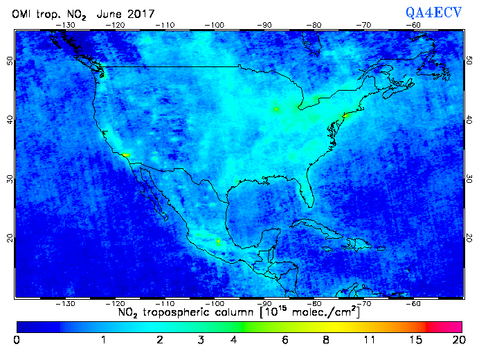 Regional Tropospheric NO2 of June 2017