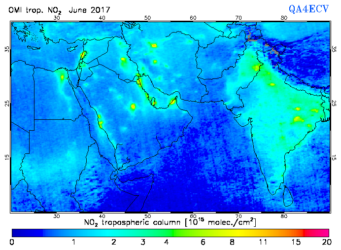 Regional Tropospheric NO2 of June 2017