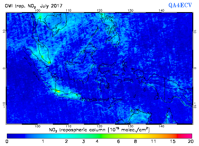 Regional Tropospheric NO2 of July 2017