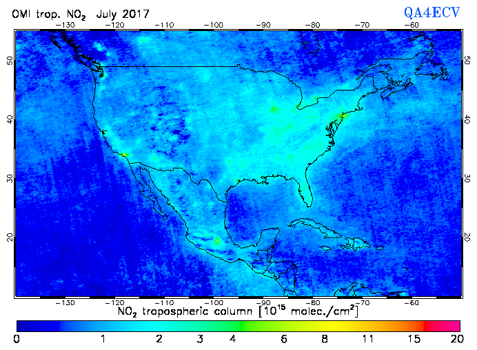 Regional Tropospheric NO2 of July 2017