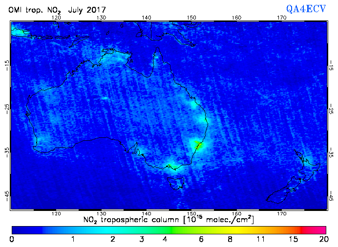 Regional Tropospheric NO2 of July 2017