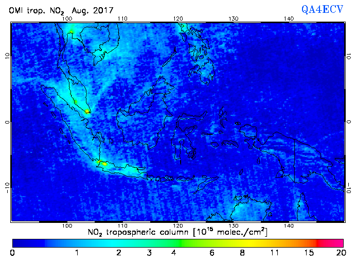 Regional Tropospheric NO2 of August 2017