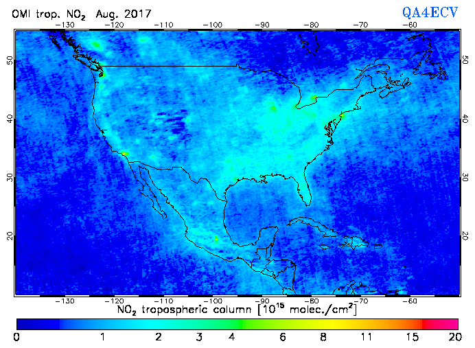 Regional Tropospheric NO2 of August 2017