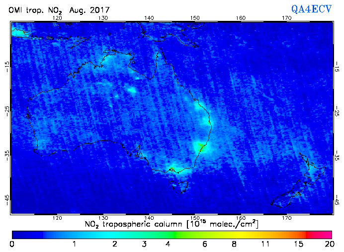 Regional Tropospheric NO2 of August 2017
