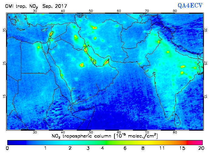 Regional Tropospheric NO2 of September 2017