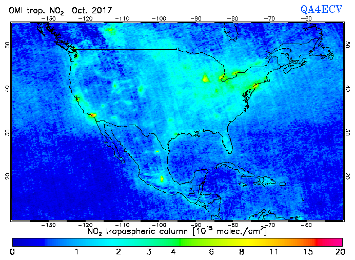 Regional Tropospheric NO2 of October 2017