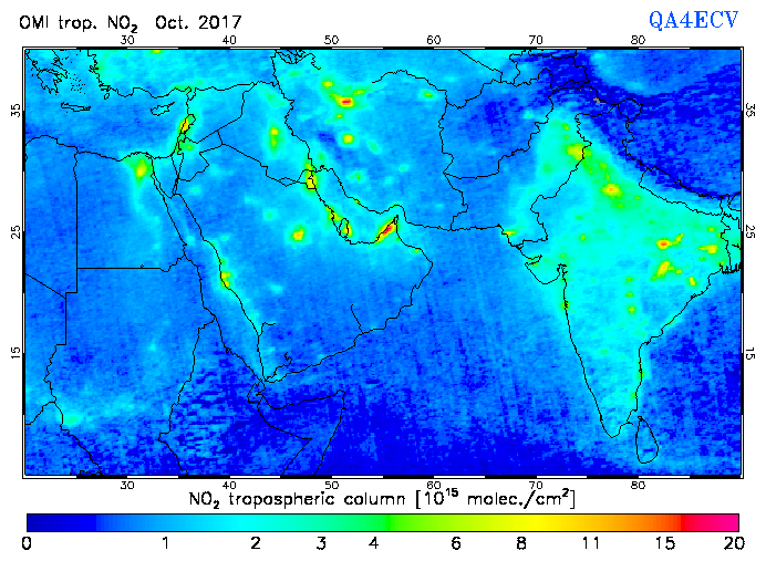 Regional Tropospheric NO2 of October 2017