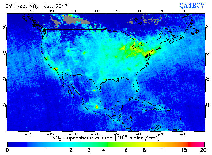 Regional Tropospheric NO2 of November 2017